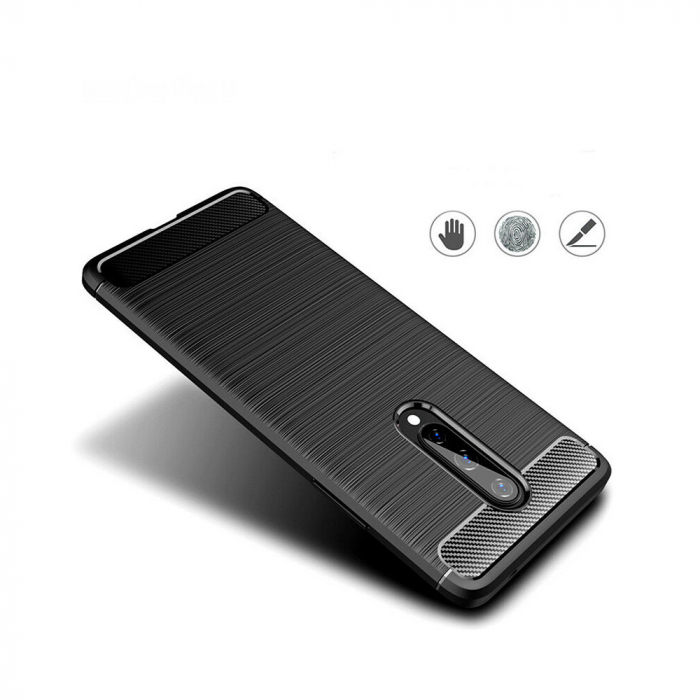 Husa Carbon Silicone pentru OnePlus 8, Negru [5]