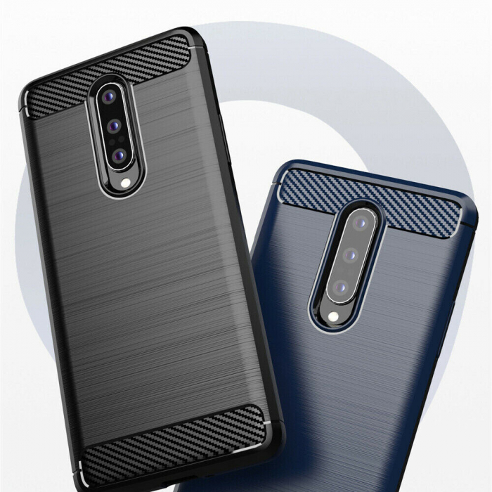 Husa Carbon Silicone pentru OnePlus 8, Negru [8]