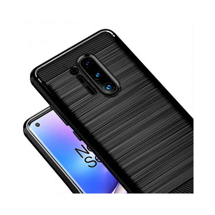 Husa Carbon Silicone pentru OnePlus 8 Pro, Negru [5]