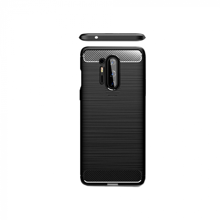 Husa Carbon Silicone pentru OnePlus 8 Pro, Negru [2]