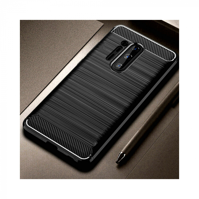 Husa Carbon Silicone pentru OnePlus 8 Pro, Negru [4]