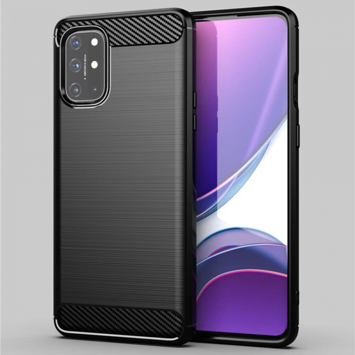 Husa Carbon Silicone pentru OnePlus 8T, Negru [8]