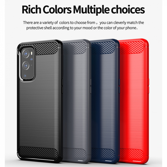 Husa Carbon Silicone pentru OnePlus 9 Pro, Negru [7]