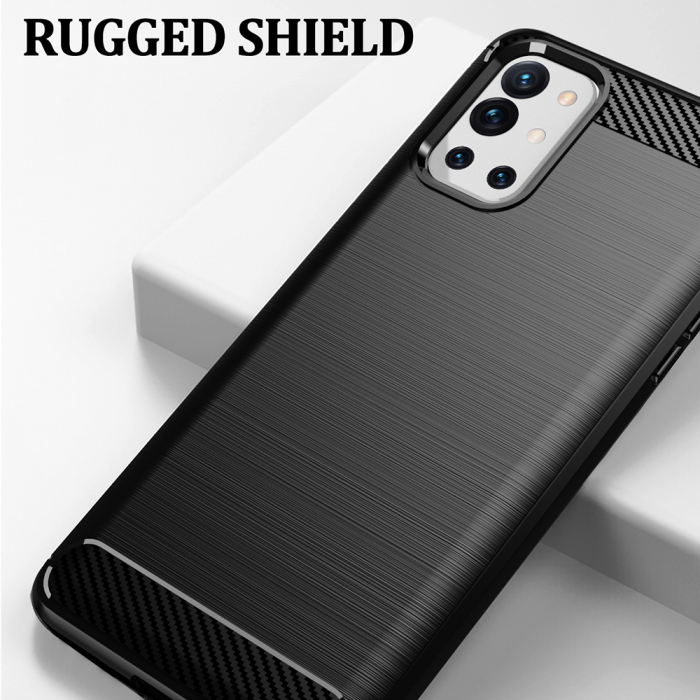 Husa Carbon Silicone pentru OnePlus 9R, Negru [7]