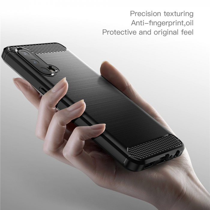 Husa Carbon Silicone pentru OnePlus Nord CE 5G, Negru [2]