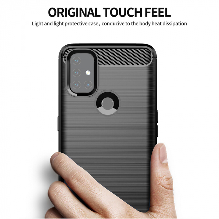 Husa Carbon Silicone pentru OnePlus Nord N10 5G, Negru [4]