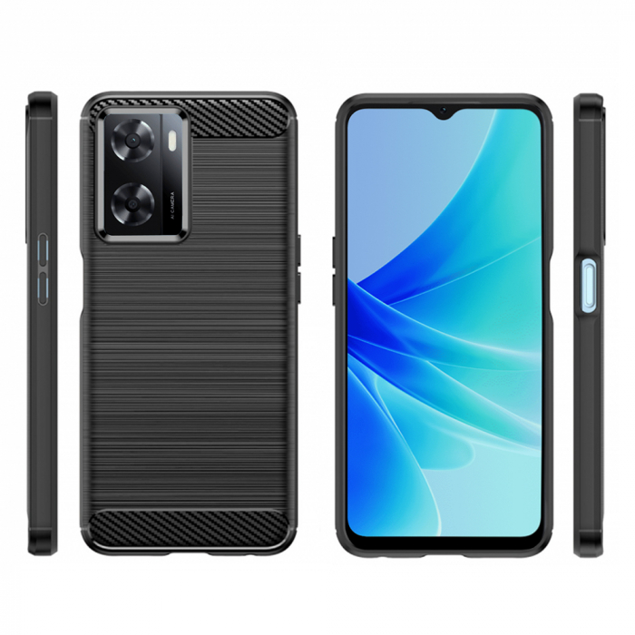 Husa Carbon Silicone pentru OPPO A57 4G, Negru [4]