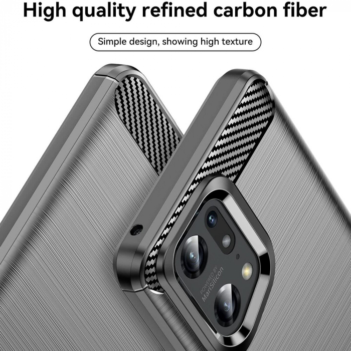 Husa Carbon Silicone pentru OPPO Find X5 5G, Negru [6]