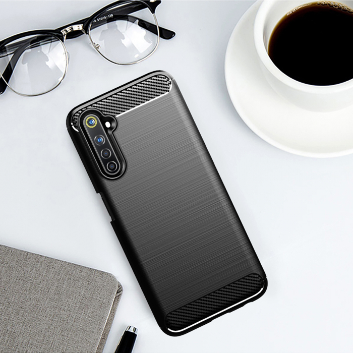 Husa Carbon Silicone pentru Realme 6 / 6S, Negru [6]