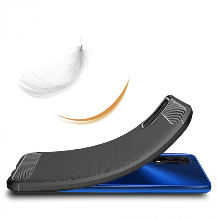 Husa Carbon Silicone pentru Realme 7 Pro, Negru [3]