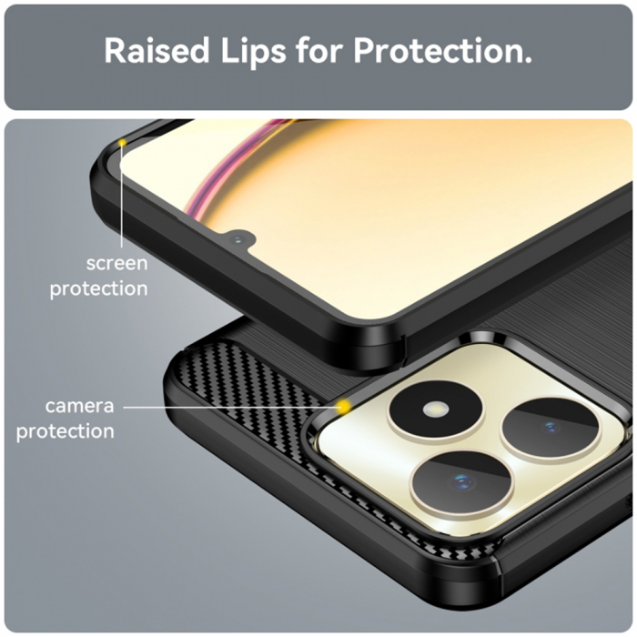 Husa Carbon Silicone pentru Realme C53, Negru [5]