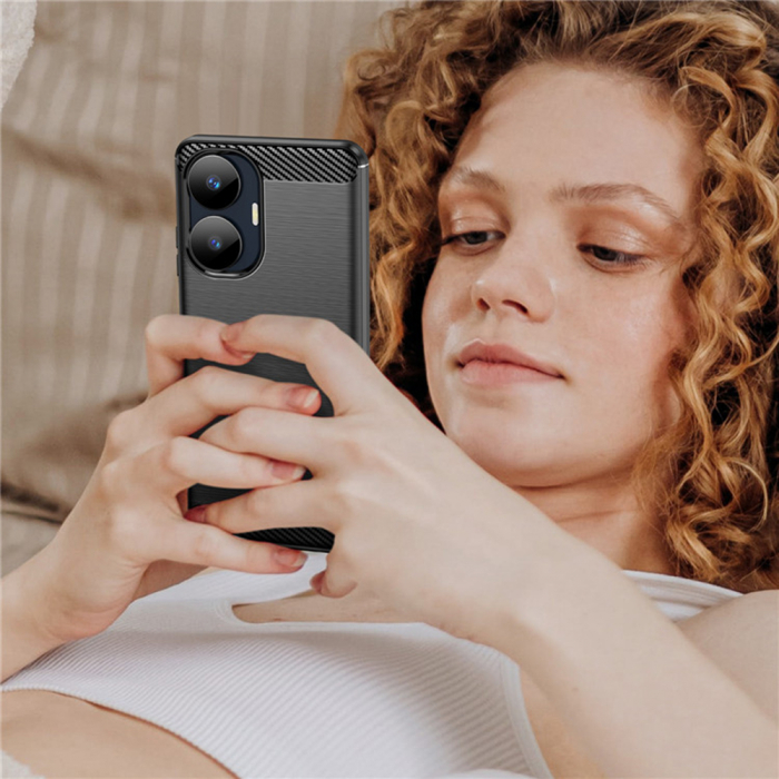 Husa Carbon Silicone pentru Realme C55, Negru [7]