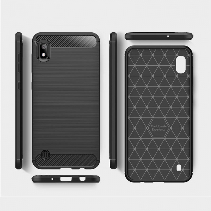 Husa Carbon Silicone pentru Samsung Galaxy A10, Negru [6]