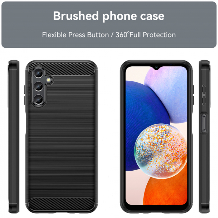 Husa Carbon Silicone pentru Samsung Galaxy A14 4G / A14 5G, Negru [3]