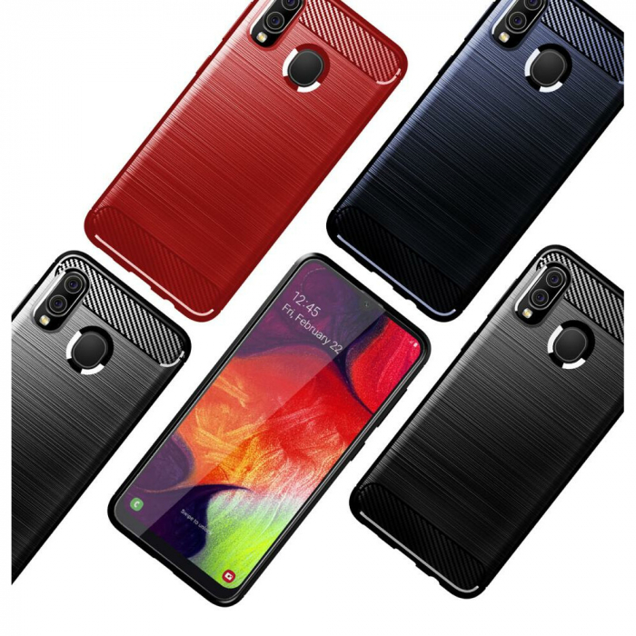 Husa Carbon Silicone pentru Samsung Galaxy A20e, Negru [4]
