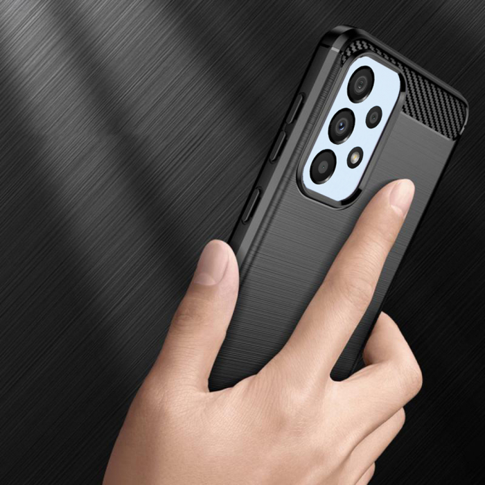 Husa Carbon Silicone pentru Samsung Galaxy A23 4G / A23 5G, Negru [4]