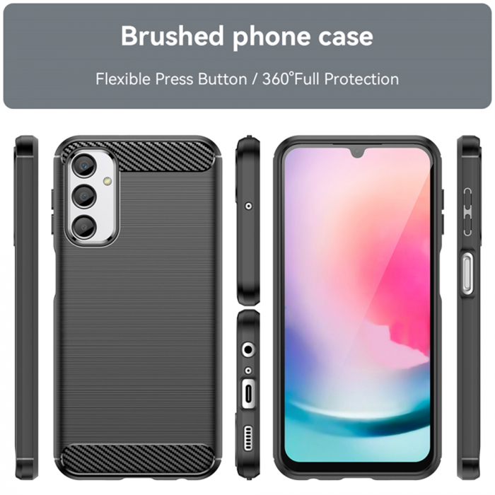 Husa Carbon Silicone pentru Samsung Galaxy A24, Negru [3]