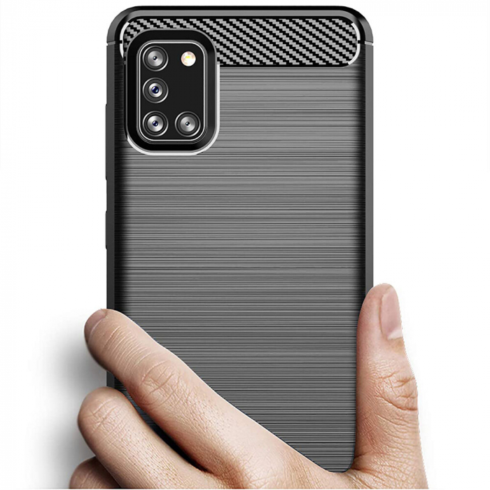 Husa Carbon Silicone pentru Samsung Galaxy A31, Negru [3]