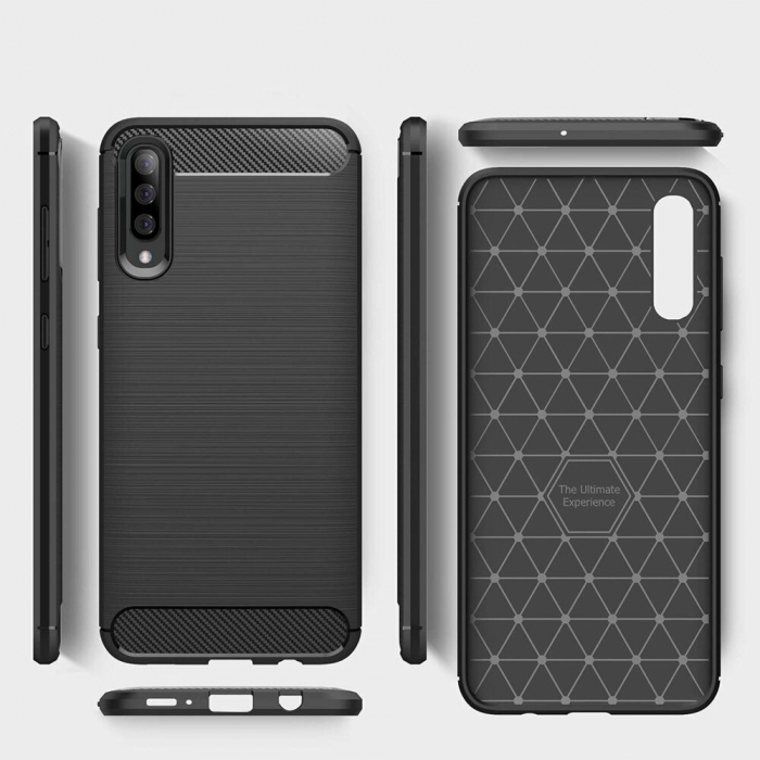 Husa Carbon Silicone pentru Samsung Galaxy A50, Negru [7]