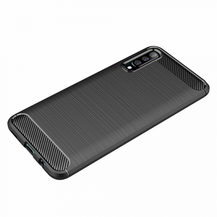 Husa Carbon Silicone pentru Samsung Galaxy A50, Negru [6]