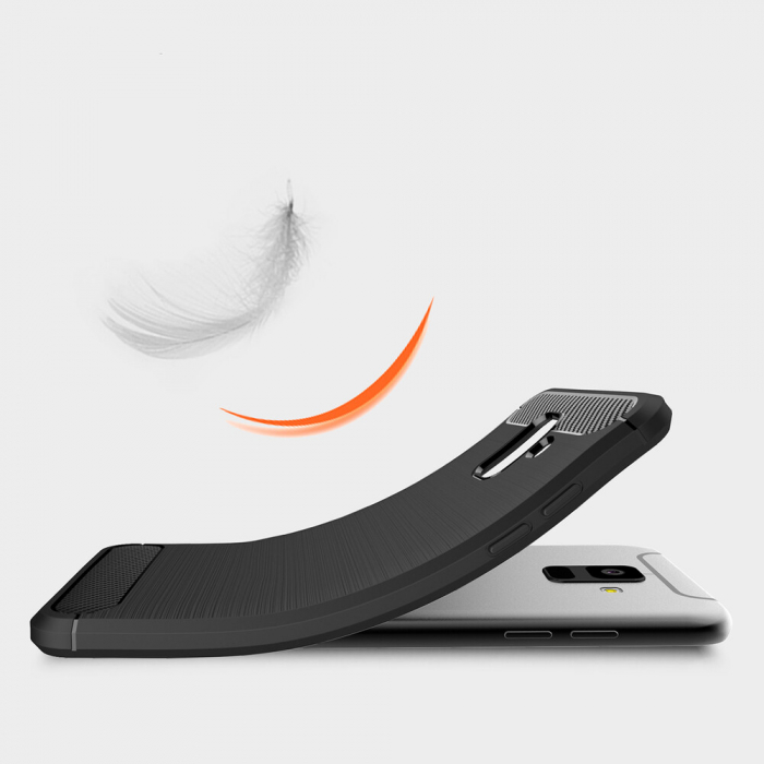 Husa Carbon Silicone pentru Samsung Galaxy A6 (2018), Negru [2]