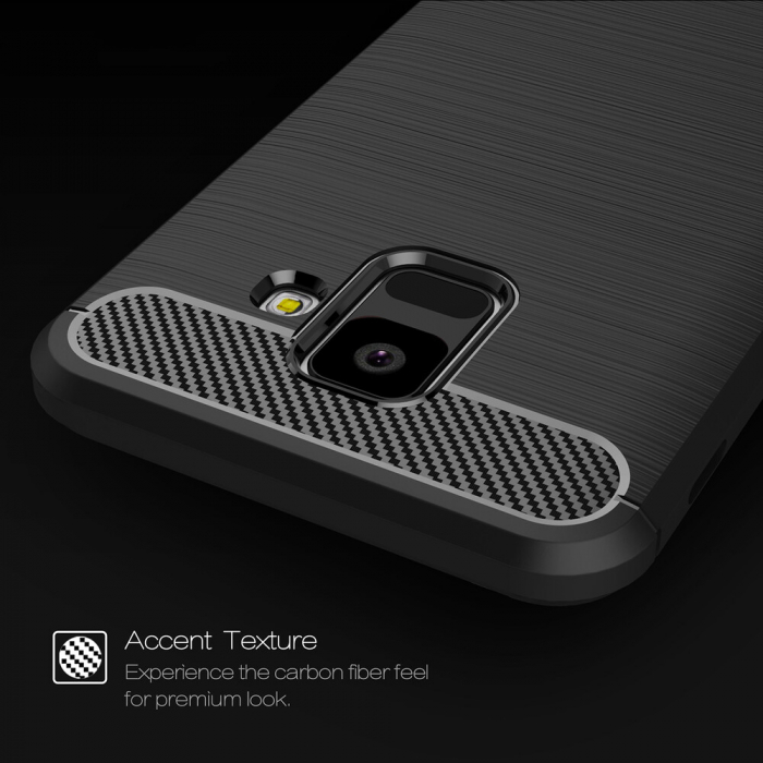 Husa Carbon Silicone pentru Samsung Galaxy A6 (2018), Negru [6]