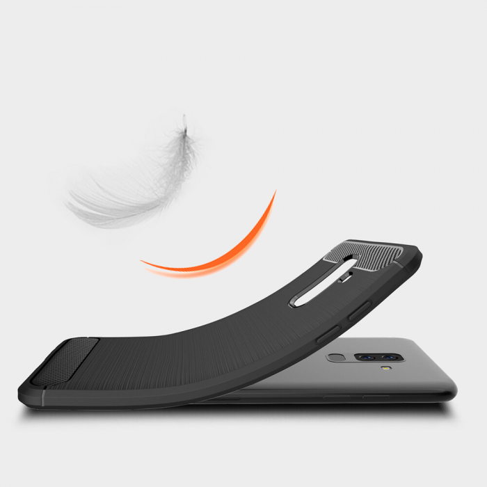 Husa Carbon Silicone pentru Samsung Galaxy A6 Plus (2018), Negru [2]
