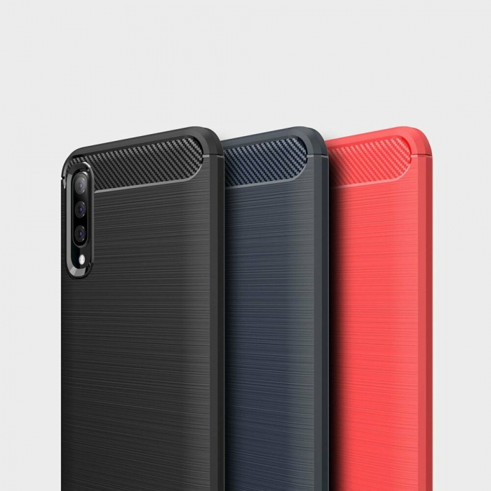 Husa Carbon Silicone pentru Samsung Galaxy A70, Negru [7]