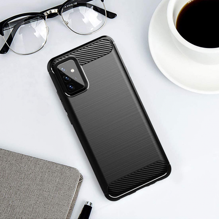 Husa Carbon Silicone pentru Samsung Galaxy A72 5G, Negru [6]
