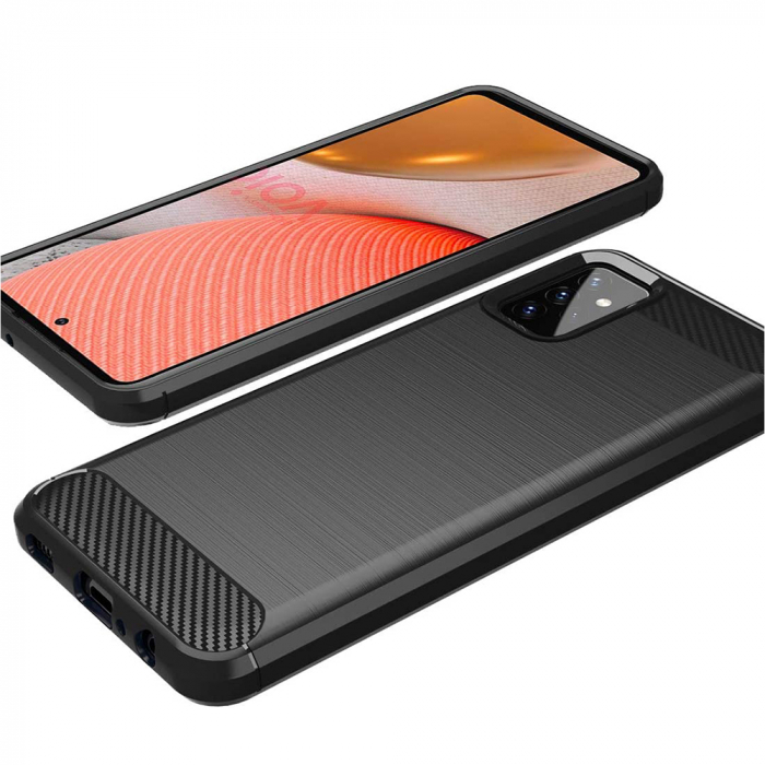 Husa Carbon Silicone pentru Samsung Galaxy A72 5G, Negru [2]