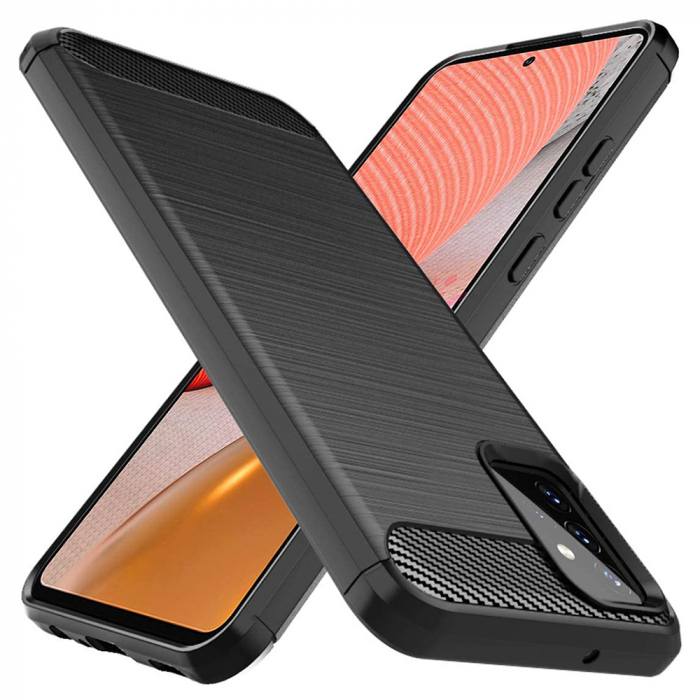 Husa Carbon Silicone pentru Samsung Galaxy A72 5G, Negru [4]