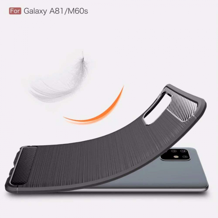 Husa Carbon Silicone pentru Samsung Galaxy Note 10 Lite, Negru [4]