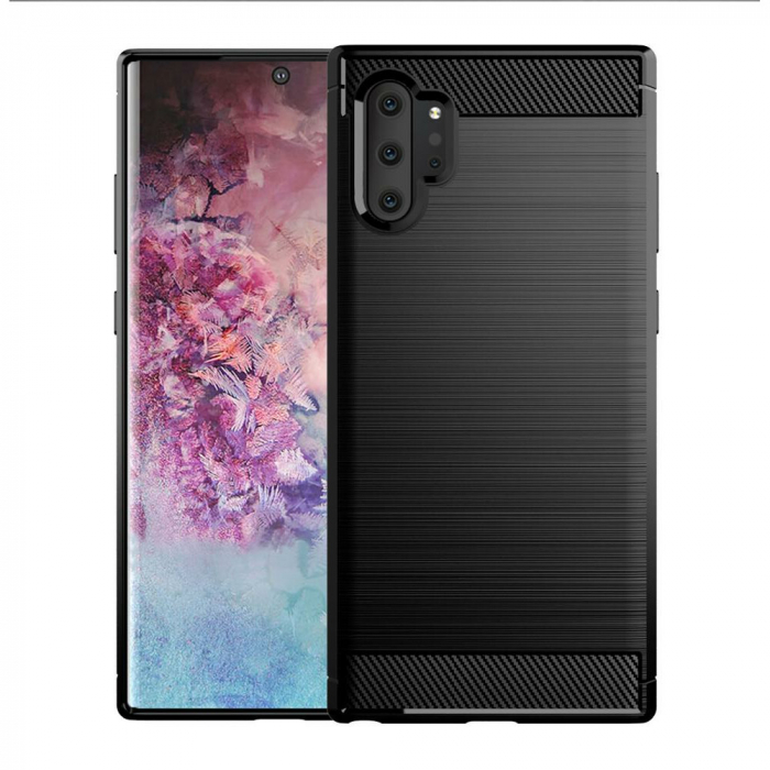 Husa Carbon Silicone pentru Samsung Galaxy Note 10 Plus, Negru [7]