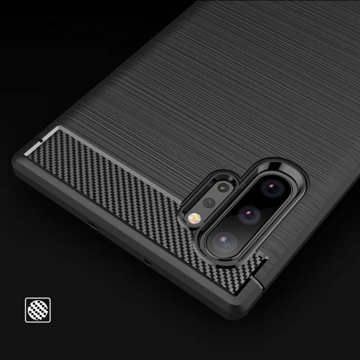Husa Carbon Silicone pentru Samsung Galaxy Note 10 Plus, Negru [6]