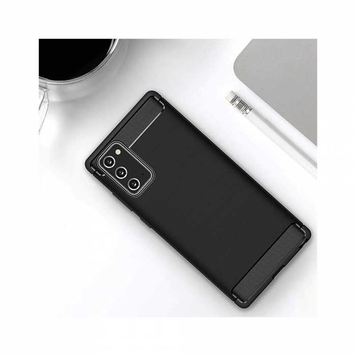 Husa Carbon Silicone pentru Samsung Galaxy Note 20, Negru [10]