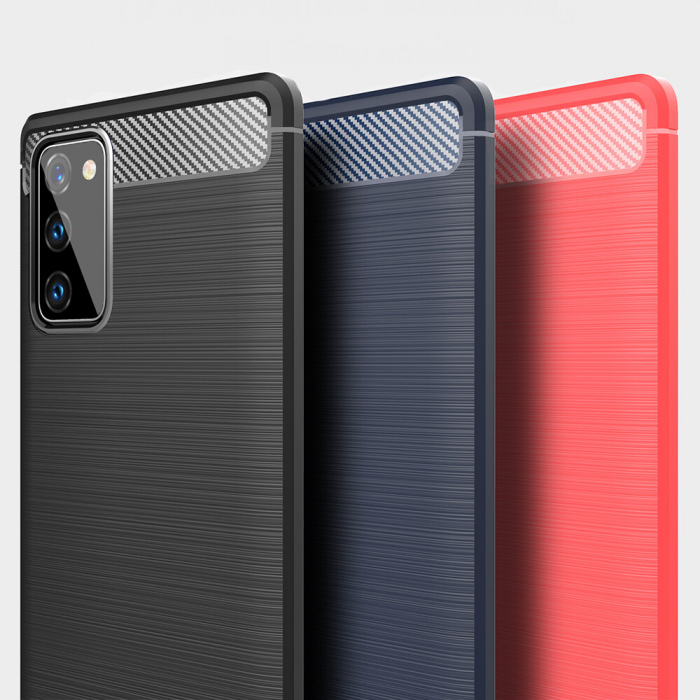 Husa Carbon Silicone pentru Samsung Galaxy Note 20, Negru [15]