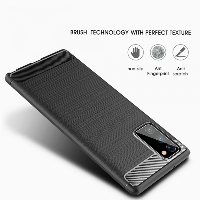 Husa Carbon Silicone pentru Samsung Galaxy Note 20, Negru [5]