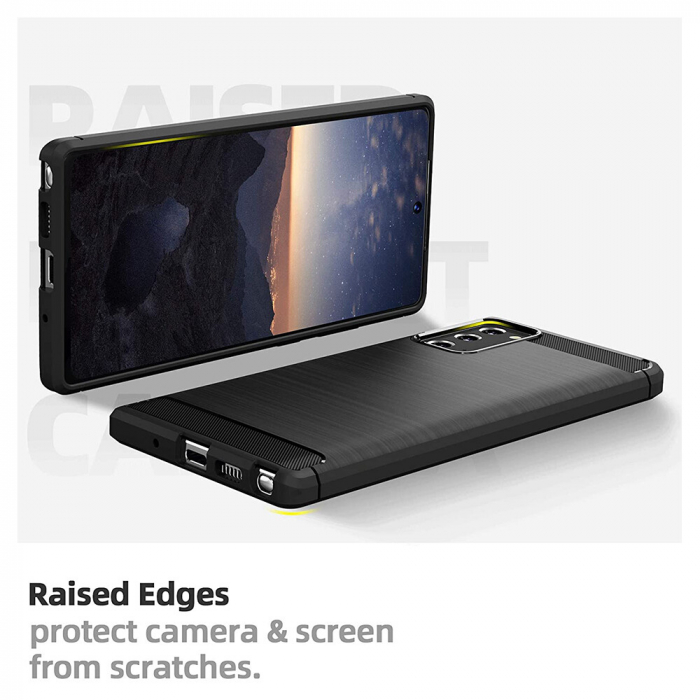 Husa Carbon Silicone pentru Samsung Galaxy Note 20, Negru [12]