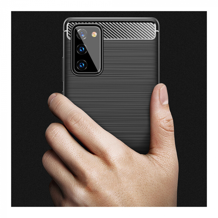 Husa Carbon Silicone pentru Samsung Galaxy Note 20, Negru [7]