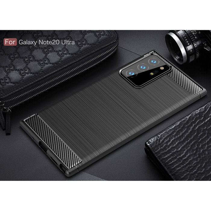 Husa Carbon Silicone pentru Samsung Galaxy Note 20 Ultra, Negru [6]