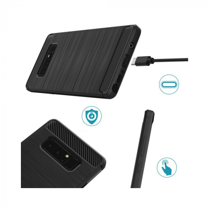 Husa Carbon Silicone pentru Samsung Galaxy Note 8, Negru [2]