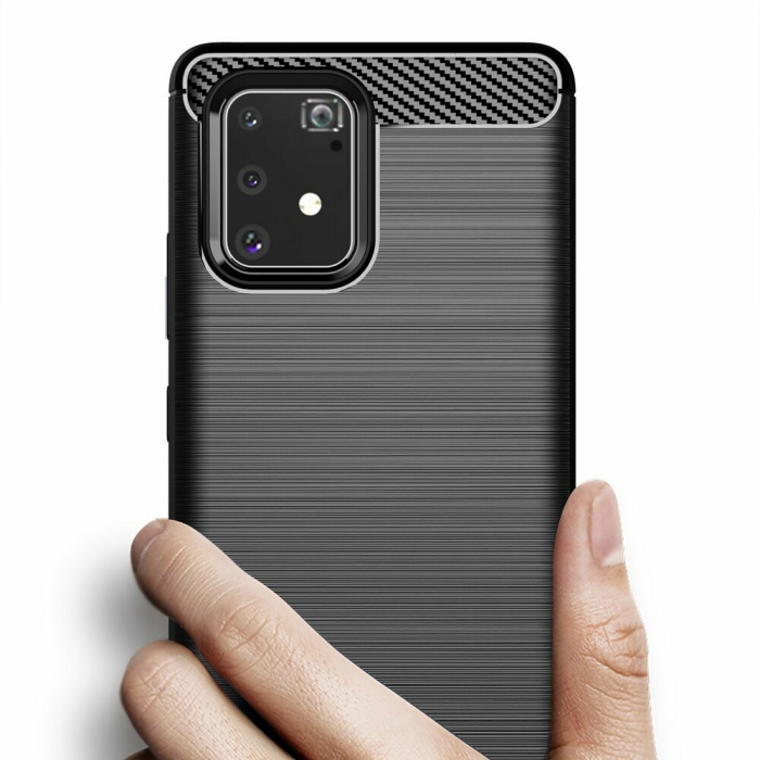 Husa Carbon Silicone pentru Samsung Galaxy S10 Lite, Negru [4]