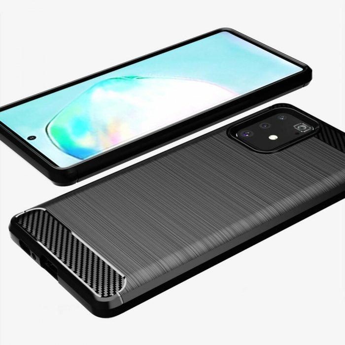 Husa Carbon Silicone pentru Samsung Galaxy S10 Lite, Negru [5]