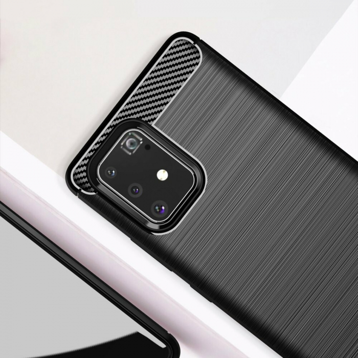 Husa Carbon Silicone pentru Samsung Galaxy S10 Lite, Negru [6]