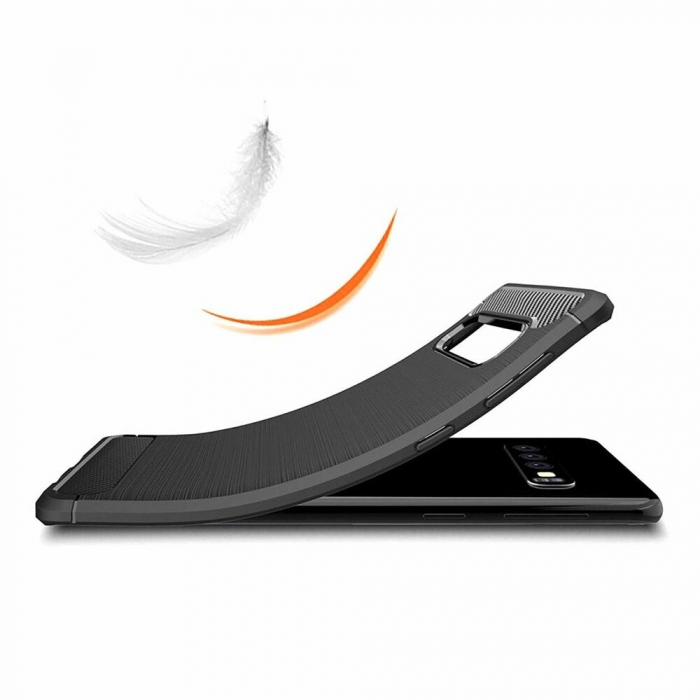 Husa Carbon Silicone pentru Samsung Galaxy S10, Negru [4]