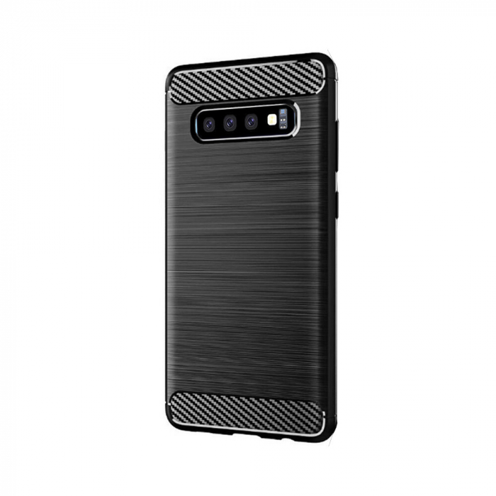 Husa Carbon Silicone pentru Samsung Galaxy S10, Negru [5]