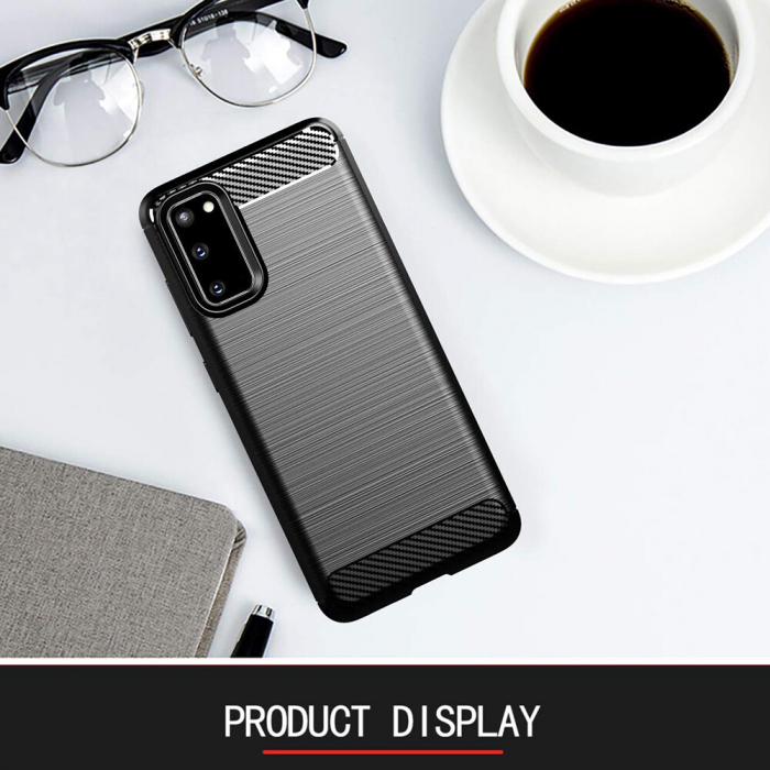 Husa Carbon Silicone pentru Samsung Galaxy S20, Negru [7]