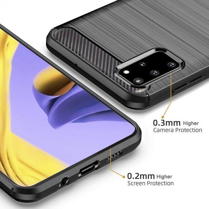 Husa Carbon Silicone pentru Samsung Galaxy S20 Plus, Negru [7]