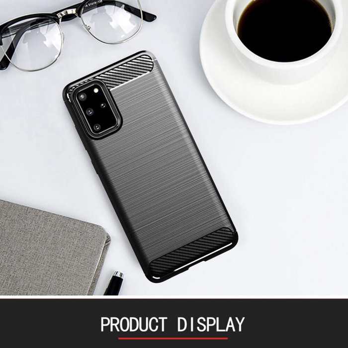 Husa Carbon Silicone pentru Samsung Galaxy S20 Plus, Negru [4]
