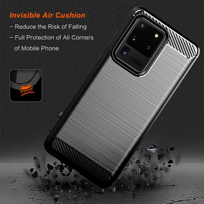 Husa Carbon Silicone pentru Samsung Galaxy S20 Ultra, Negru [7]